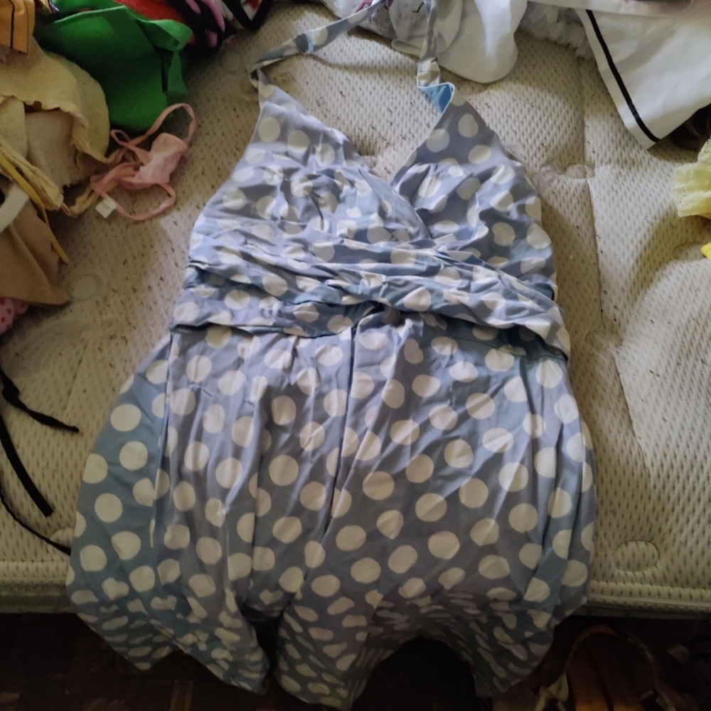 Donna Ricco Blue Polka Dot Dress Size 16W